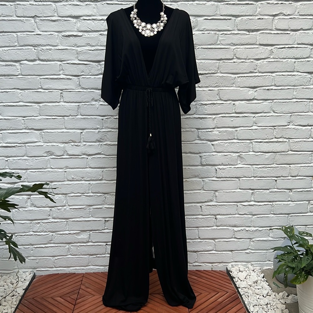 ⚫️ ASOS Plunge Jersey Knit Elastic Waist Wide Leg Jumpsuit, size 4